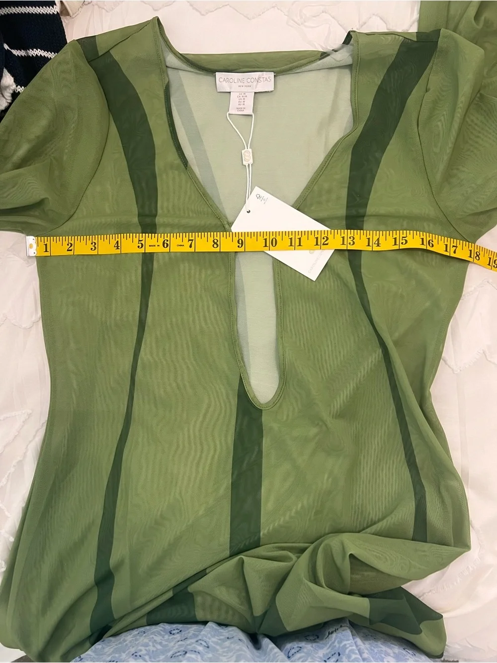 Caroline Constas Olive Green Sheer Mesh Cover-Up Dress M
